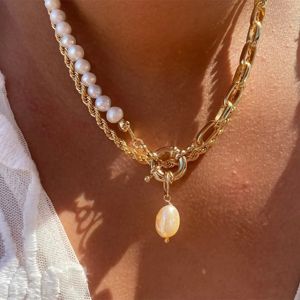 Vintage Punk Gold-plate Thick Chain Head Portrait Coin Pendant Necklace For Women